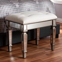 Marielle Fabric Upholstered Mirrored Ottoman Vanity Bench