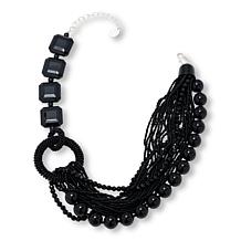 MarlaWynne Black Resin Asymmetrical Beaded Necklace