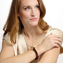 MarlaWynne Brass and Resin Curved Hinged Bangle Bracelet 