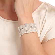 MarlaWynne Crystal-Accented Multi-Layered Wheat Chain Bracelet