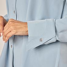 MarlaWynne Pleat Back Crepe Shirt with Cuff Detail