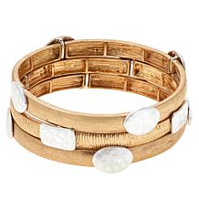 MarlaWynne Two-Tone 3-piece Stretch Bracelet Set