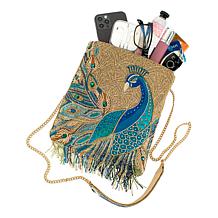 Mary Frances Peacock Hand-beaded Crossbody Handbag