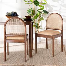 Maryland Dining Chair with Acacia Wood & Rattan, 18.5"W x 34.6"H