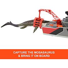 Mattel Matchbox Jurassic World Rebirth Mosasaurus Rescue Action Boa...