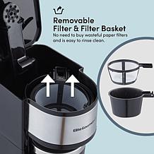 Maxi-Matic Elite Gourmet Coffee Maker Stainless Steel Interior Mug