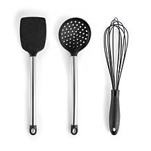 MegaChef Gray Silicone and Stainless Steel Cooking Utensils, Set of 14