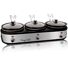 MegaChef Triple 2.5 Quart Slow Cooker and Buffet Server in Brushed ...