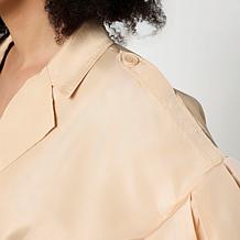 Megan Renee Belted Trench with Flounced Ruffle Sleeves