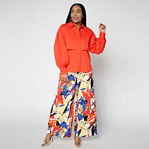 Megan Renee Grommet Button Down Poplin Top