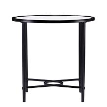 Melinda Metal/Glass Oval Side Table - Black