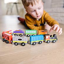 Melissa & Doug Wooden Train Cars with Magnetic Couplers