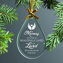 Memory of a Life Teardrop Beveled Glass Ornament 