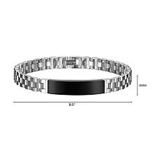 Men's Genuine Black Onyx Bracelet in Rhodium Plated Sterling Silver