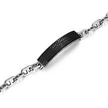 Men's Rhodium Plated Sterling Silver Genuine Black Spinel Bracelet