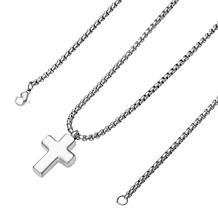 Men's Stainless Steel Cross Pendant with Box Chain