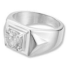 Men's Stainless Steel CZ Square Signet Ring