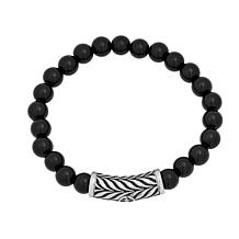 Men's Stainless Steel Gemstone Bead Stretch Bracelet 