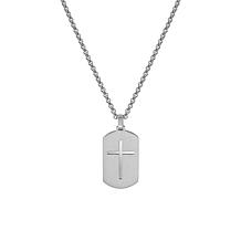 Geoffrey Beene Men's Stainless Steel CZ Dog Tag Pendant