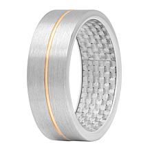 Men's Two-Tone Cobalt with Carbon Fiber Inlay Stripe Band Ring