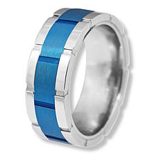 Men's Two-Tone Stainless Steel Tire Tread Spinner Band Ring