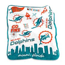 Vintage Miami Dolphins Fleece Blanket 50 x 60 NFL Football EUC Pre-owned