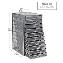 Mind Reader 10-Drawer Mesh Metal Storage Cabinet