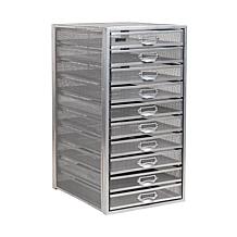 Mind Reader 10-Drawer Mesh Metal Storage Cabinet