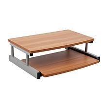 Mind Reader 2-Tier Bamboo Monitor Stand Riser w/ Sliding Drawer, Brown