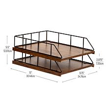 Mind Reader 2-Tier Rustic Paper Tray Organizer with Metal Frame
