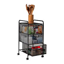 Mind Reader 3-Drawer Metal Mesh Rolling Storage Cart