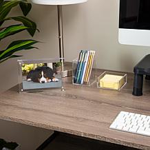Mind Reader 3 Piece Desk Organizer Acrylic Clear