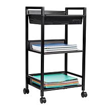 Mind Reader 3 Tier Cart with Covered Compartment Organizer Metal