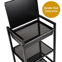Mind Reader 3 Tier Cart with Covered Compartment Organizer Metal