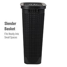 Mind Reader 40L Laundry Hamper with Lid Linen Design Black