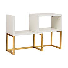 Mind Reader 5 Compartment Desktop Bookshelf Organizer White