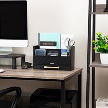 Mind Reader 5 Compartment Desktop Organizer Black
