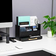 Mind Reader 5 Compartment Desktop Organizer Black