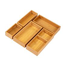 Mind Reader 5-Piece Bamboo Drawer Organizer Set Brown