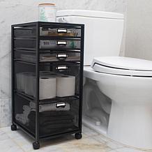 Mind Reader 5-Tiered Drawer Cabinet Rolling Mesh Office Cart