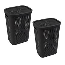 Mind Reader 60 Liter Laundry Hamper Set of 2 Black