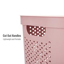 Mind Reader 60L Perforated Pink Plastic Hamper with Lid 