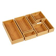 Mind Reader 7 Piece Bamboo Drawer Organizer Set