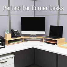Mind Reader Adjustable 2-Tier Dual Monitor Riser Brown