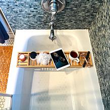 Mind Reader Bamboo Bathtub Caddy Tray Organizer