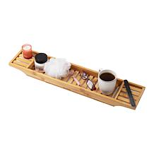 Mind Reader Bamboo Bathtub Caddy Tray Organizer