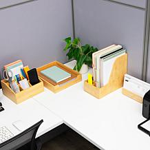 Mind Reader Bamboo Paper Tray Desktop Organizer