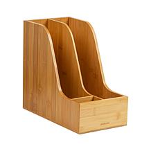 Mind Reader Bamboo Vertical File Storage Desktop Organizer