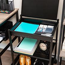 Mind Reader Cart with Covered Compartment Office Organizer Metal