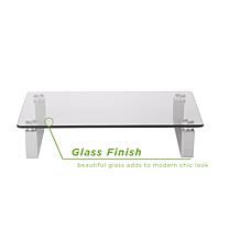 Mind Reader Clear Glass Desktop Monitor Stand Riser